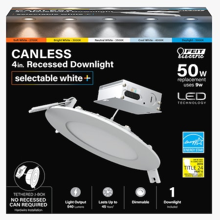 Feit Electric Feit LED Retrofits White 5 in. W LED Canless Recessed Downlight 9 W LEDR4XT/5CCT